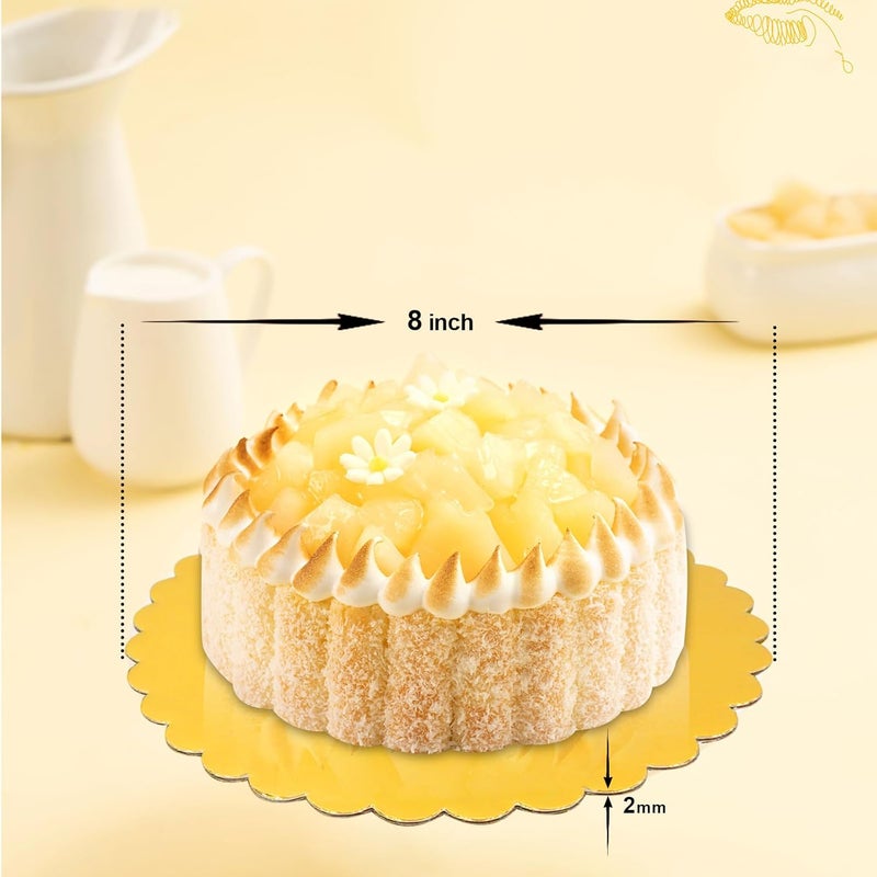 Aumodizzy 30 Pcs 8 inch Gold Cake Boards Round, Food-Graded Cardboard, Waterproof and Oil-Proof, Sturdy Corrugated, Ideal for Baking, Cake DIY, Dessert and Craftin - Image 2